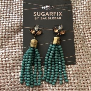 NWT green beads and crystal earrings